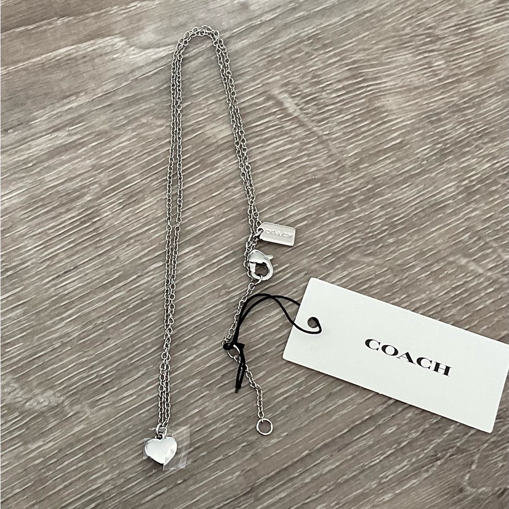 COACH Necklace with Heart-Shaped Pendant - Silver - Picture 9 of 9